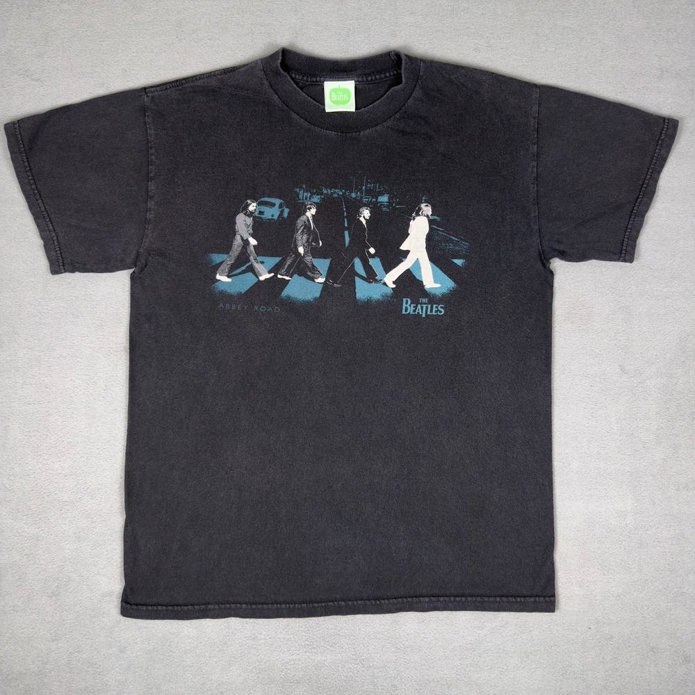 The Beatles Abbey Road Album Cover Graphic Band Tee Black Apple Corps Mens M